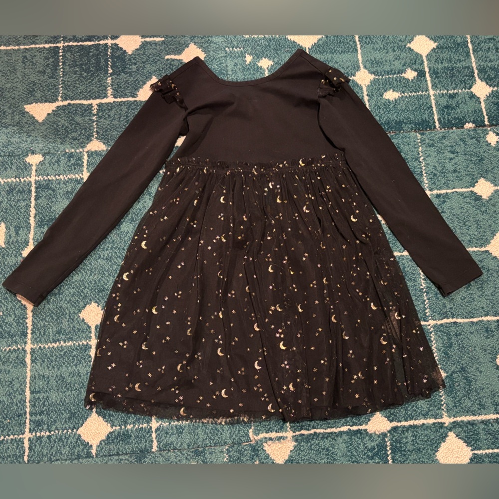 Hanna Andersson Black Kids Dress with Moon Pattern